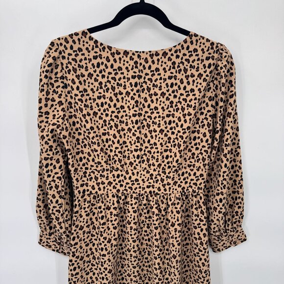 J.Crew Mob Wife Button Front Dress Womens size 2 Leopard Print Polyester NEW - Picture 6 of 10